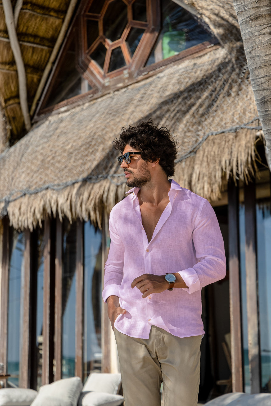 Camisa Puro Linho Rosa Quartzo
